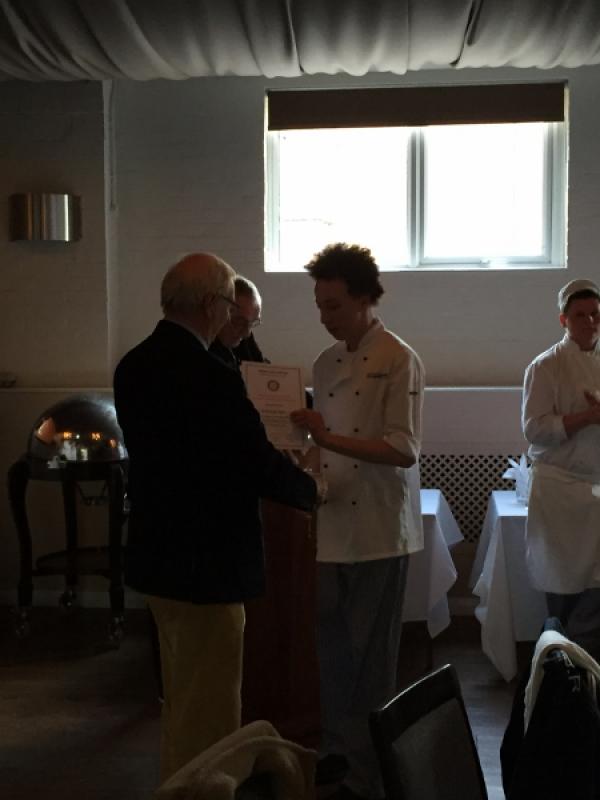 Young Chef 2015 - District Final (27 February 2016) - Jacques receiving his certificate from the District Governor