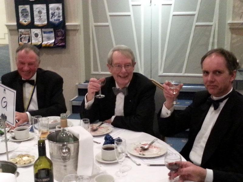 Charter Anniversary Dinner - Rotarians Geoff Bigg, Gary Parker an dguest.