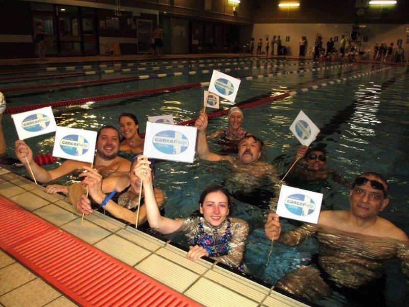 Purley Swimathon 2016 - Pictures - SECHC Team with their very worthy chosen charity flags.