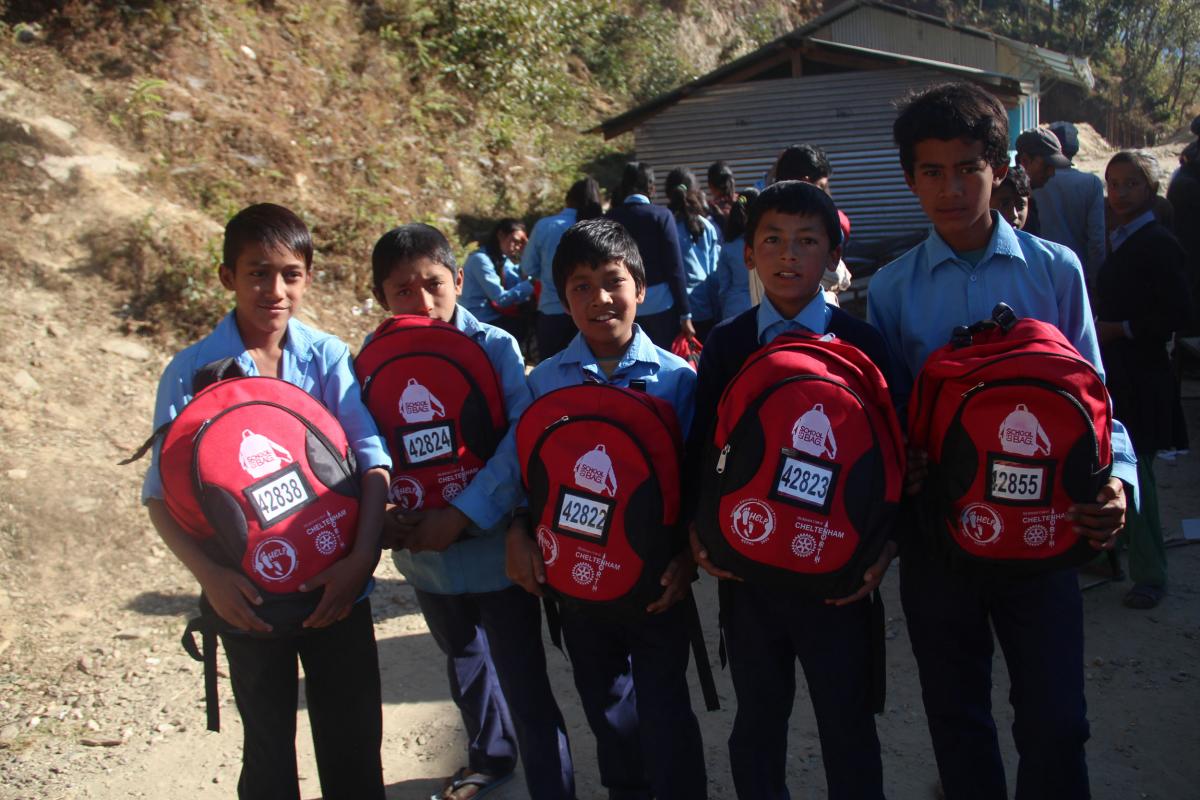 Charitable Donations  - Pupils in Nepal with their Bags