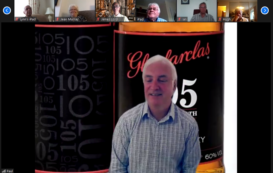 Online Club Handover - Our final dram. Glenfarclas 105, a cask strength whisky, from a sherry cask, at 60% abv