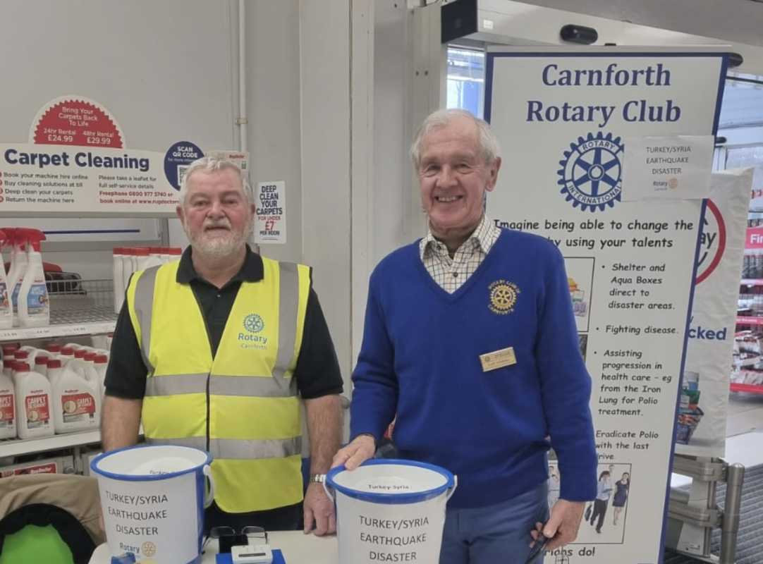 Carnforth Rotary collecting for the Turkey/Syria Earthquake Appeal - 