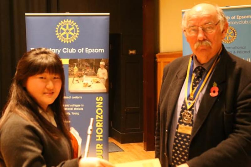 Young Musician Epsom Rotary Heat - 3rd Contestant who played the flute gets her certificate
