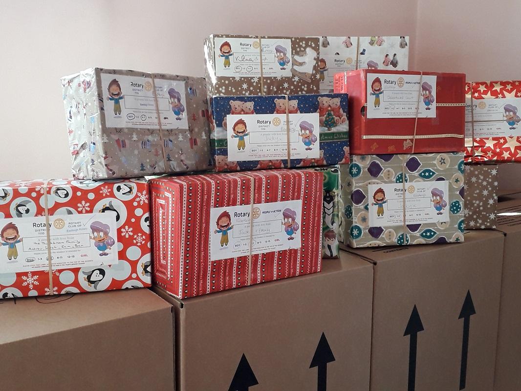 Eastleigh Rotary collects Shoeboxes for Rotary Christmas Shoebox Appeal - 