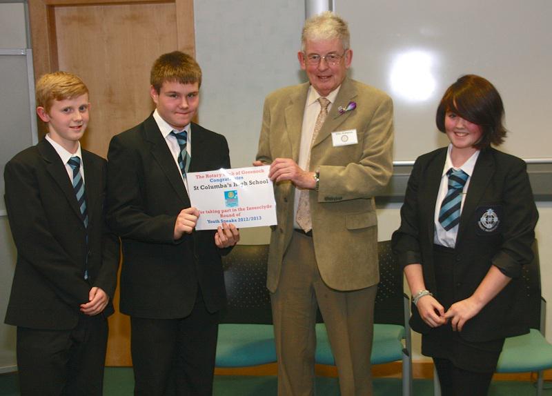 Dec 2012 - President Mike presents a Youth Speaks  certificate  - 