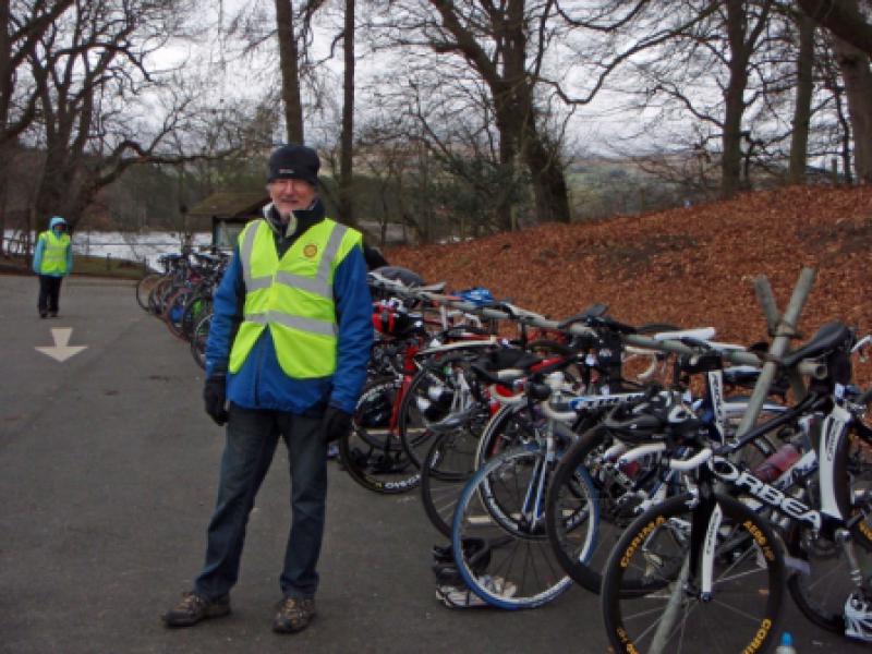 Talkin Tarn Duathlon - Alastair guarding the bikes