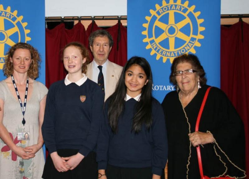 Nov 2012 Rotary Youth Speaks Public Speaking Competition hosted by St Bedes 4.15-7pm - The Judges with 2 of the winning team