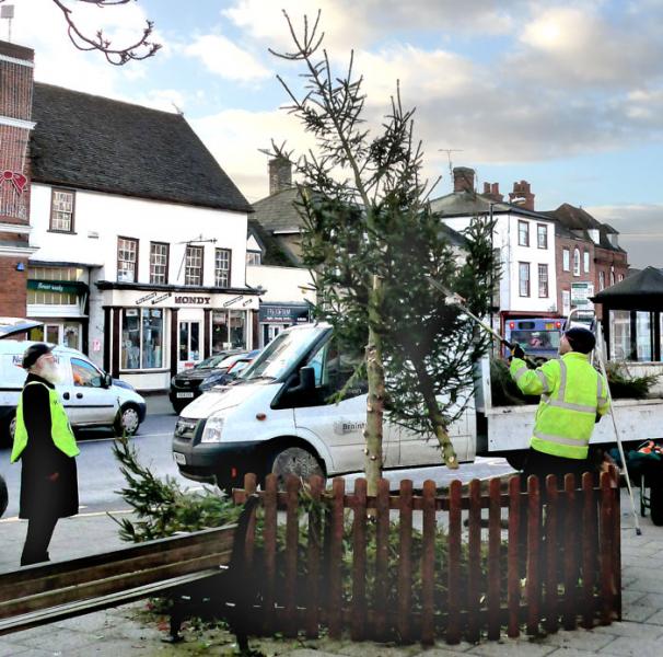 Santa in Witham - Town tree is cut down