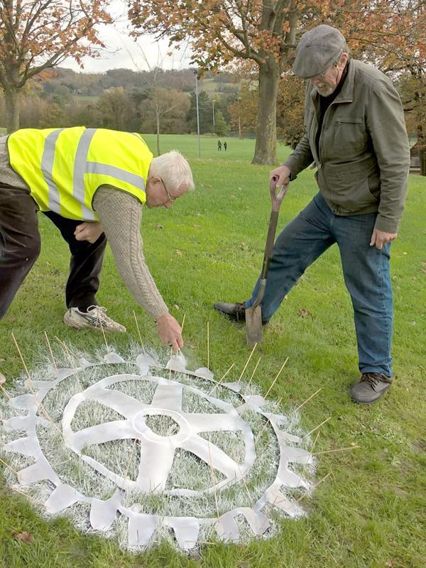 Planting the Rotary Wheel - Planting the Wheel in Stratford Park.