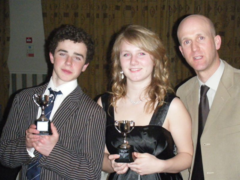 Young Achievers Awards 2008-09 - Young Achievers Tom Wardill and Abigail Banfield with Marc Whitmore, teacher at Downlands Community Community School