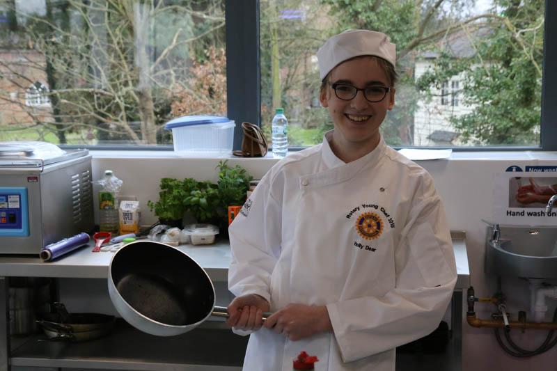 Young Chef Competition - Holly poses with frying pan.