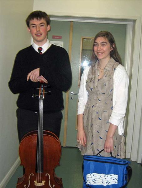 8 March 2011 - Louisa goes through to Young Musician Regional Final - Young musicians Edward Armstrong (cello) and Louisa Haggerty (vocal).
