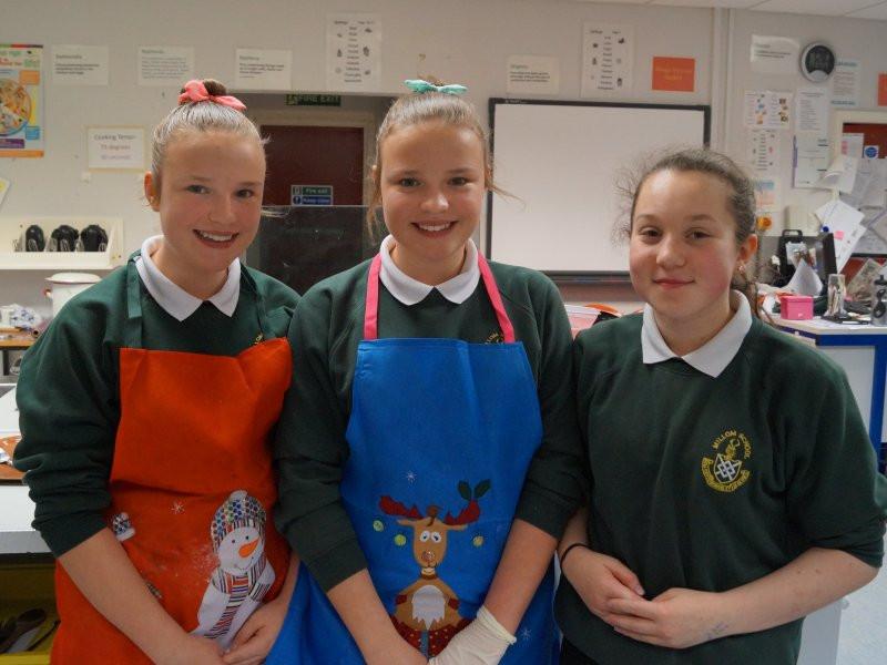 2015 Rotary Young Chef Competition - Emily, Sarah and Charlotte all ready to cook.