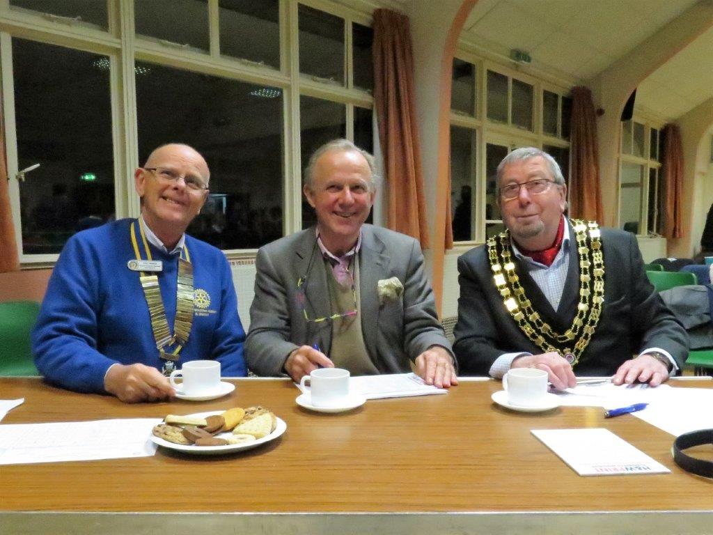 Junior Schools Youth Speaks Competition 2019 - Philip Tanner (Rotary Club President), Philip Porter (a public speaking trainer), Mike Farrow (Mayor of RWB)
