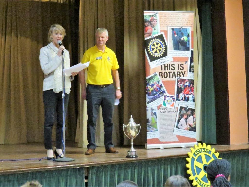 Junior Schools Youth Speaks Competition 2019 - Shirley Ludford and event lead Rotarian David Gardner