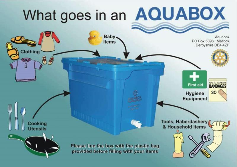 Jun 2013 Aquabox - donated by Parkside Sixth Form College, Cambridge - An aquabox and life saving contents
