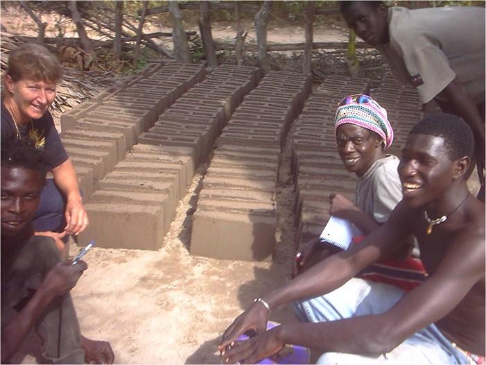 Bantaba Project  - Rose with local volunteers – all bricks have to be made by hand.