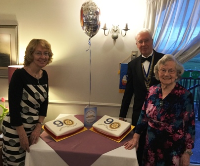 90th Charter Evening - 2017 - President Mike Clutton welcomes Meriel and Sian Dobinson - descendants of a Founder Member