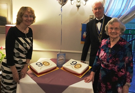 90th Charter Evening - 2017 - President Mike Clutton welcomes Meriel and Sian Dobinson - descendants of a Founder Member