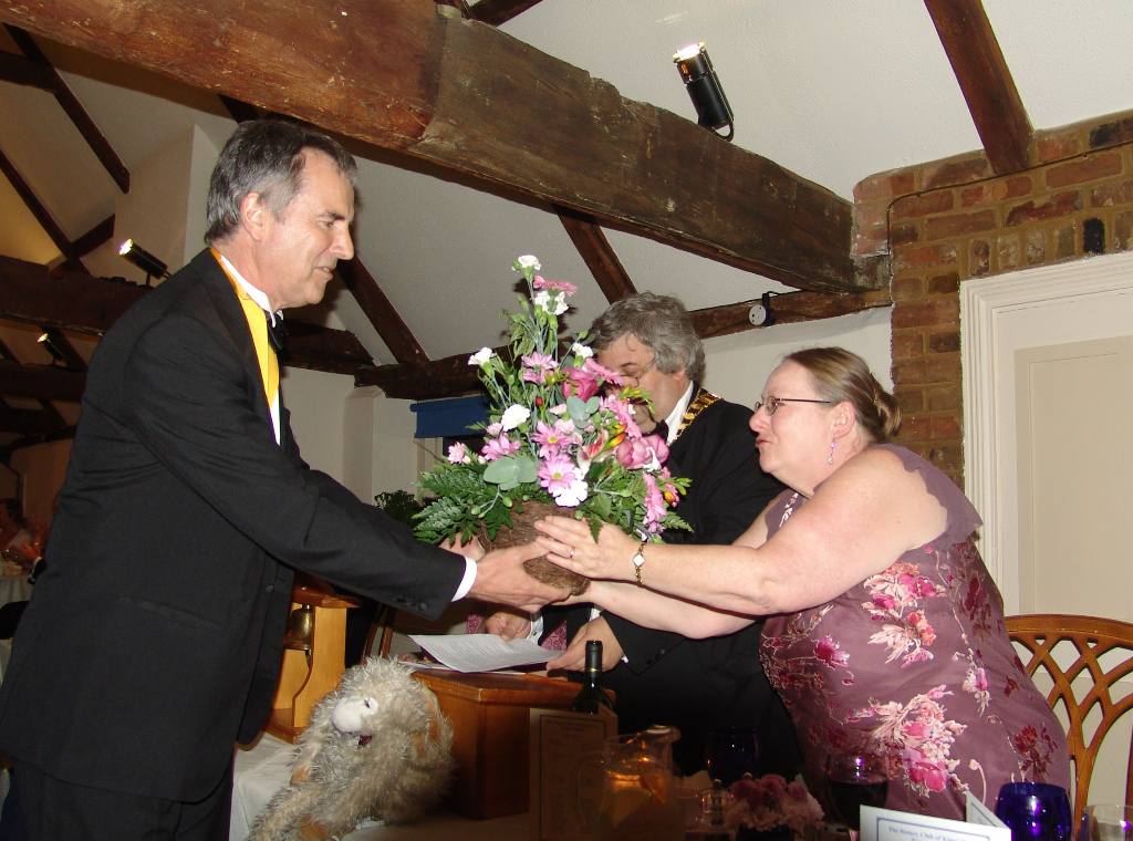 Charter Night 2006 - President Paul presents flowers to Liz Sykes
