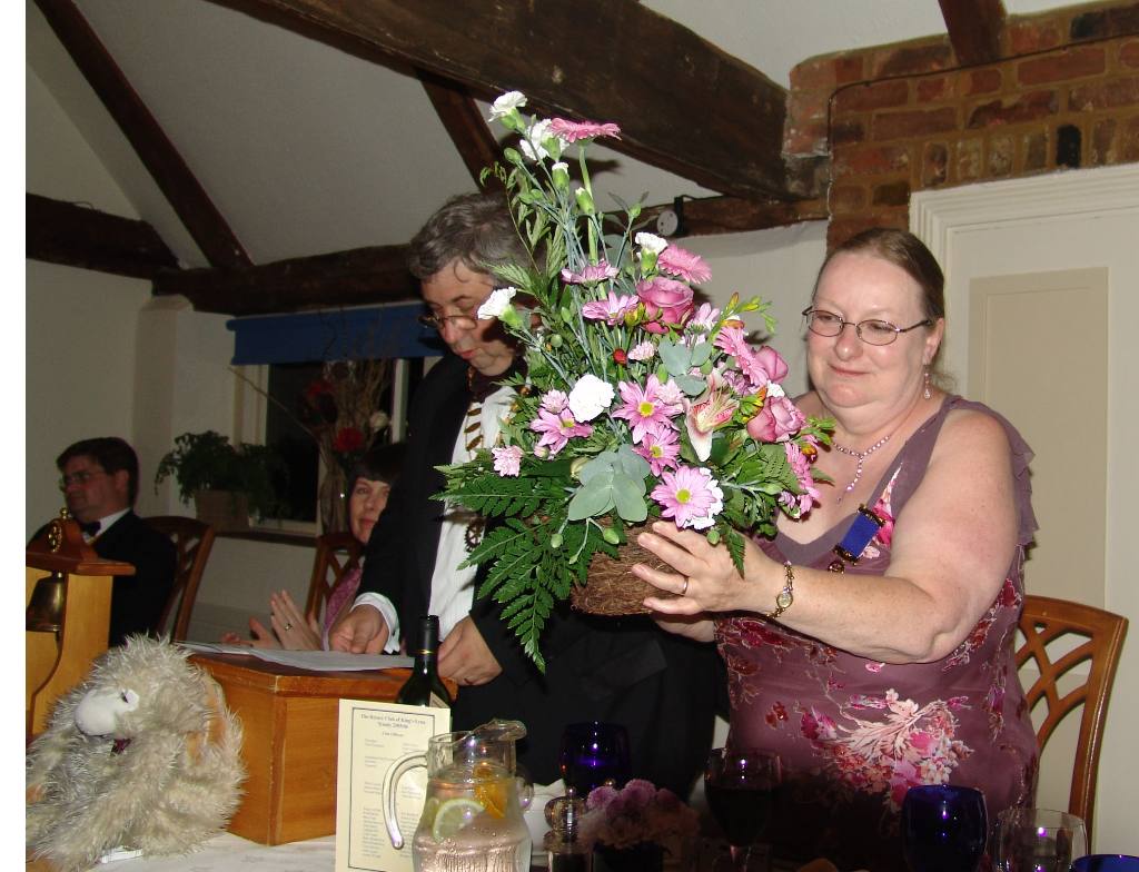Charter Night 2006 - Liz Sykes admires her flower arrangement