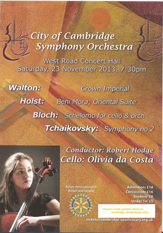 Nov 2013 West Road Concert Hall - Olivia - concert flier