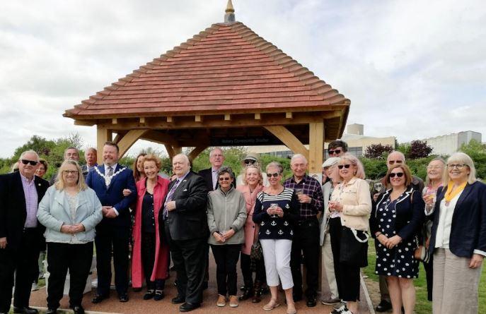 How we have helped  - 2022: President Amanda Cottrell welcomes guests including Ashford’s Mayor, Cllr Callum Knowles, and the Gerry Clarkeson, Leader of the Burough Council, to the opening of the Gazebo in Conningbrook Lakes Park last year.