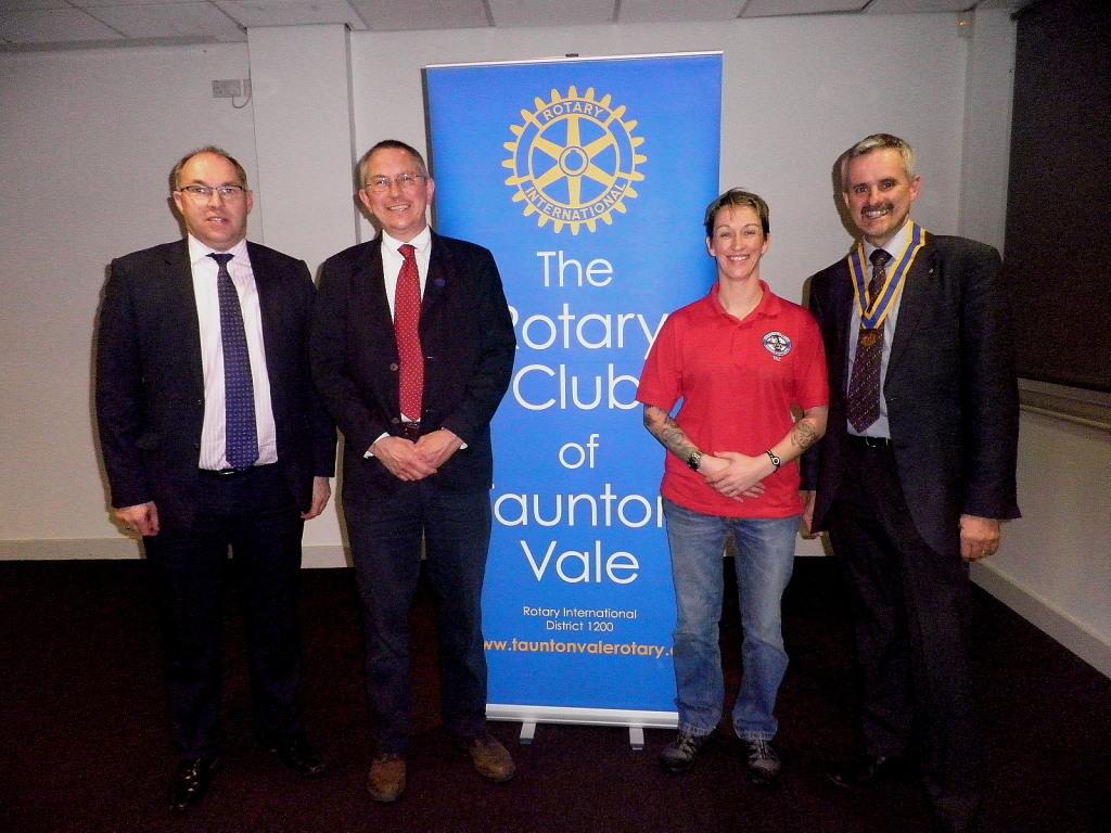 Annual General Meeting - l to r James Holyday - Conquest Centre, Phil Sparks - Exmoor Search and Rescue. Kate Hill - Freewheeelers EVS . Club President Colin Barrell