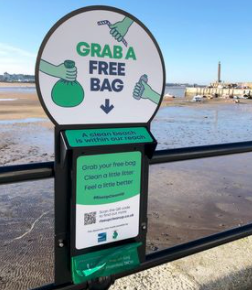 Breakfast Meeting with speaker - This is one of twelve stations which provide people with free bags to collect and bin litter from the beach.