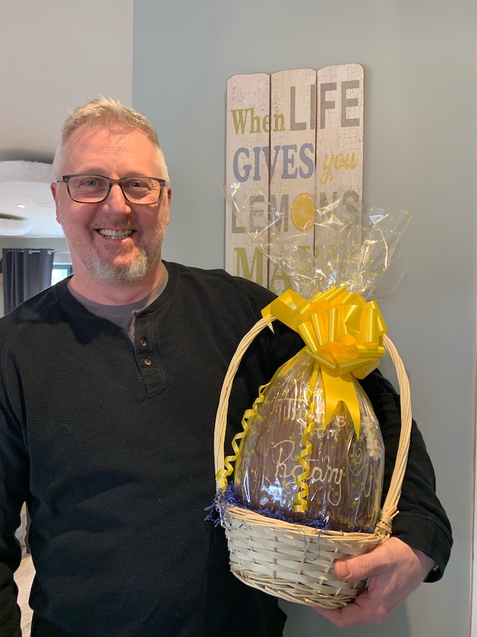 Easter Egg Raffle 2019 - Photo of Rob, winner of their egg.