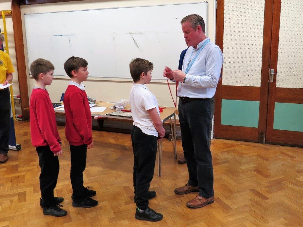 Junior Technology Tournament 2019 - Winners receiving medals from the Chair of School Governors, Anthony Jones