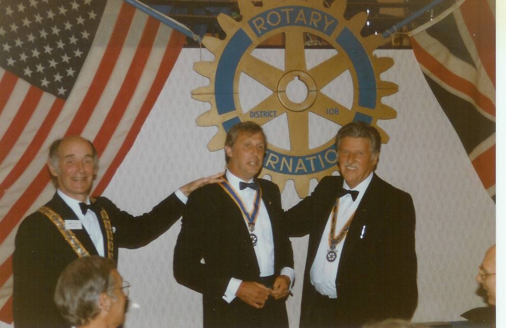 Charter Ceremony 1989 - President Roger with Presidents Andrew McAdam (KL) and Reg Clark (KL Priory)