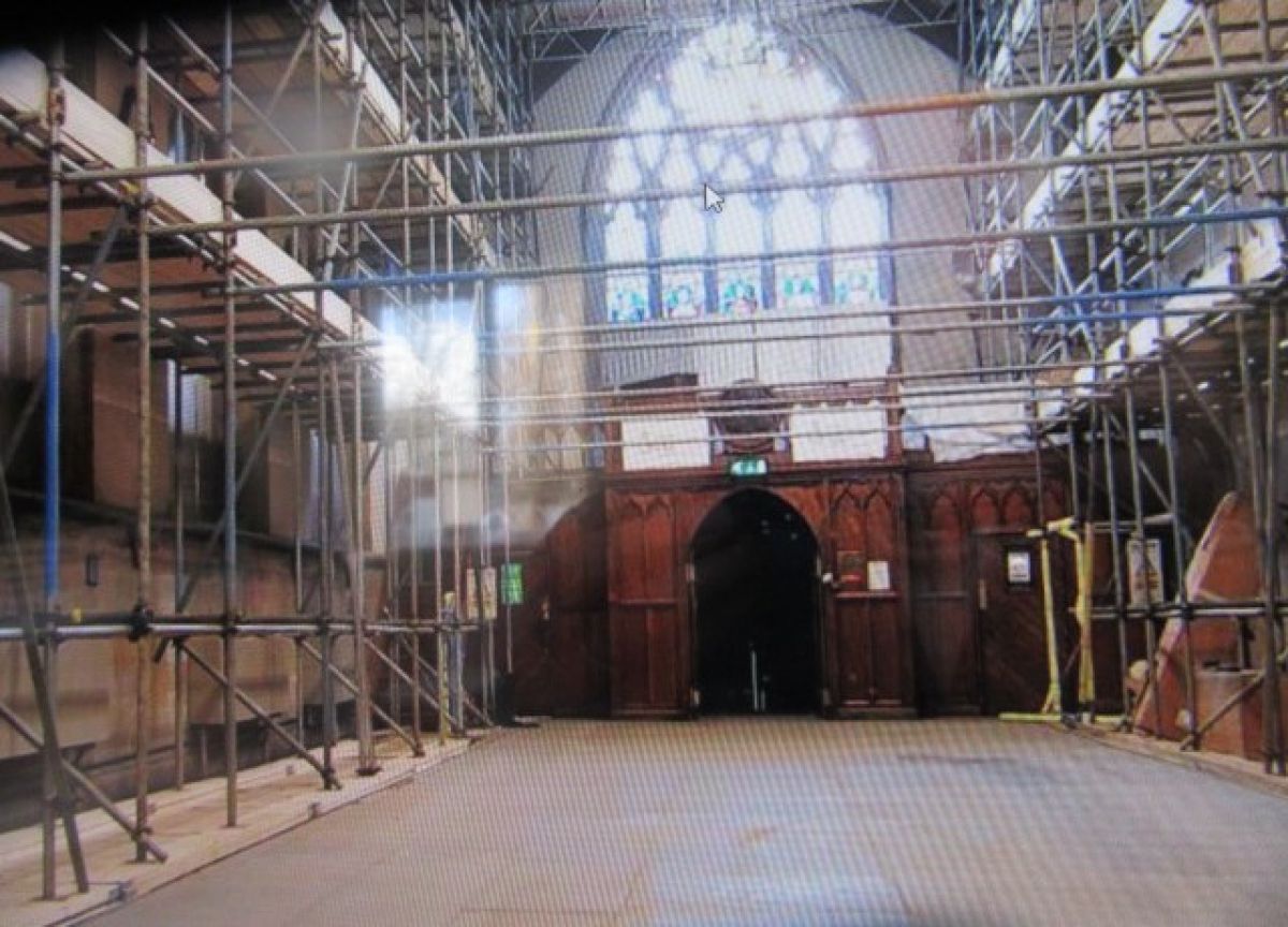 The Restoration of Dover's Iconic Maison Dieu. - The Stone Hall.  Restorarion underway