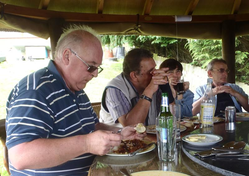Frugal lunch at Paul Barrett's home - and a surprise award.... - Paul Ivan Cathy Dave
