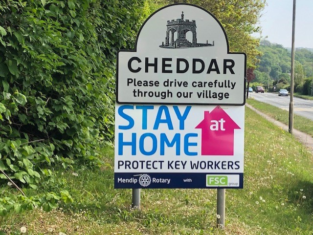 The Club erect Stay at Home signs - Sign in Cheddar