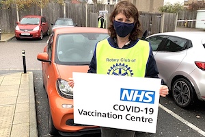 Nolene Harris of Rotary Club of Langley Park at a Covid-19 Vaccination Centre