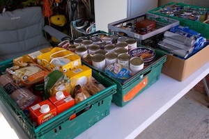 Donations to the Eastbourne Foodbank by members of Rotary Club of Sovereign Harbour